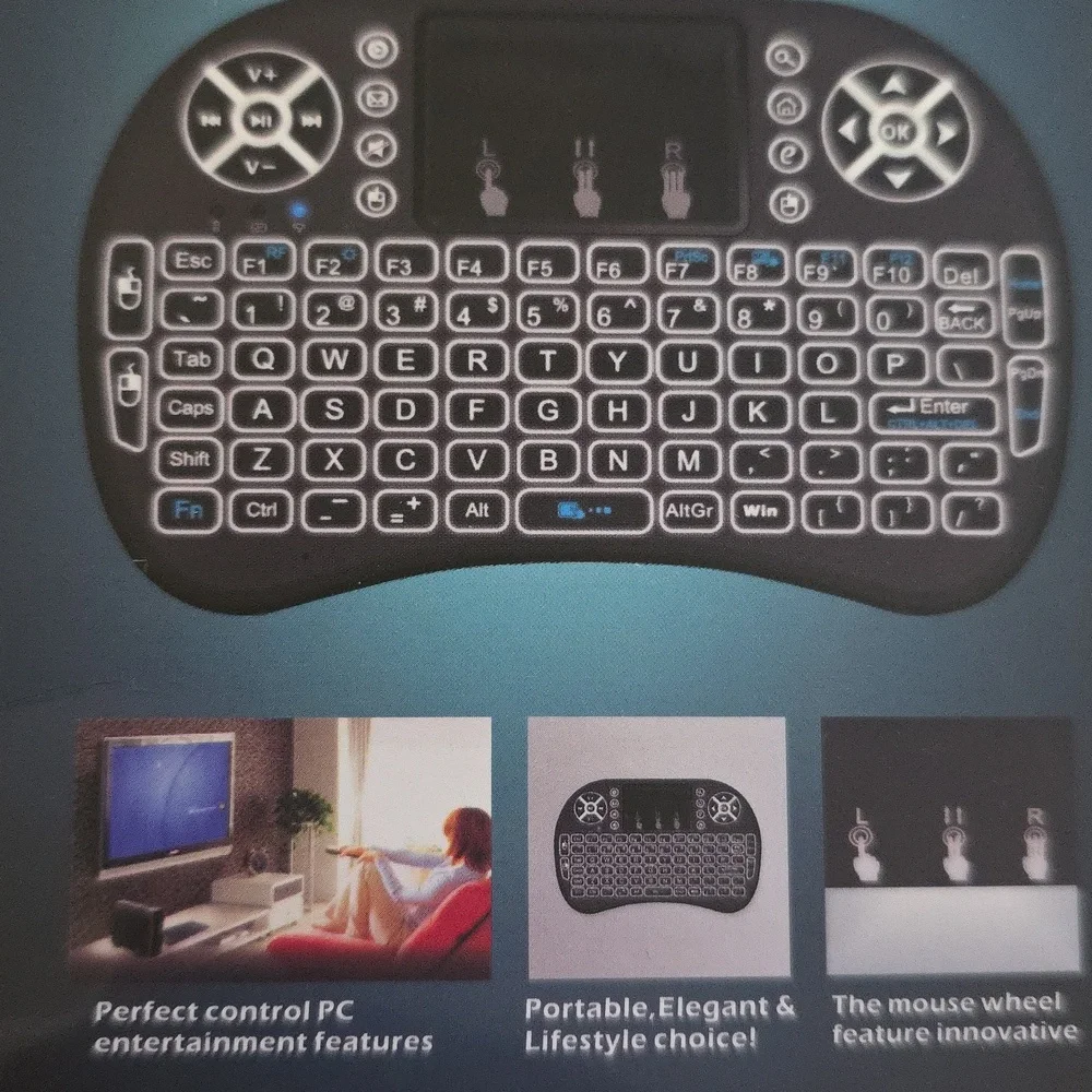 Mini Handheld Backlit Keyboard Mouse Combo Touchpad Function
